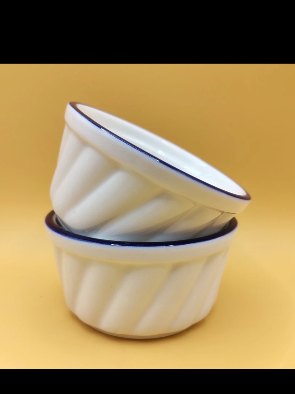 Ceramic Ramekin Dishes White & Cobalt Blue